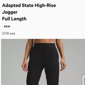 NWT Lululemon HR Adapted State TF Joggers Size 10